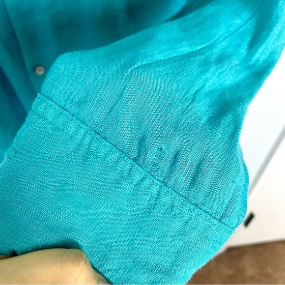 Robert Graham 100% Linen Embroidered Flip Cuff Blue Men's Button-Up Shirt Sz XL - Picture 14 of 16